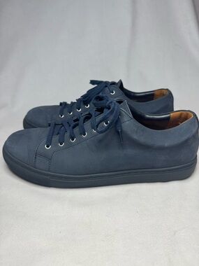 Sunspel Monochrome Navy Suede Low-Top Tennis Sneakers